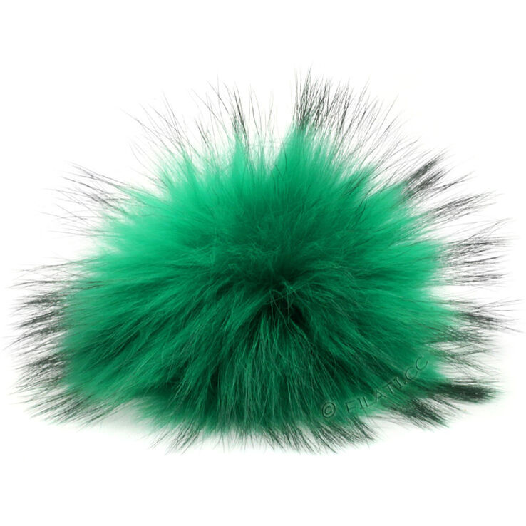 Lana Grossa Pompon futrzany Finnraccoon | 108-szmaragdowy /czarny