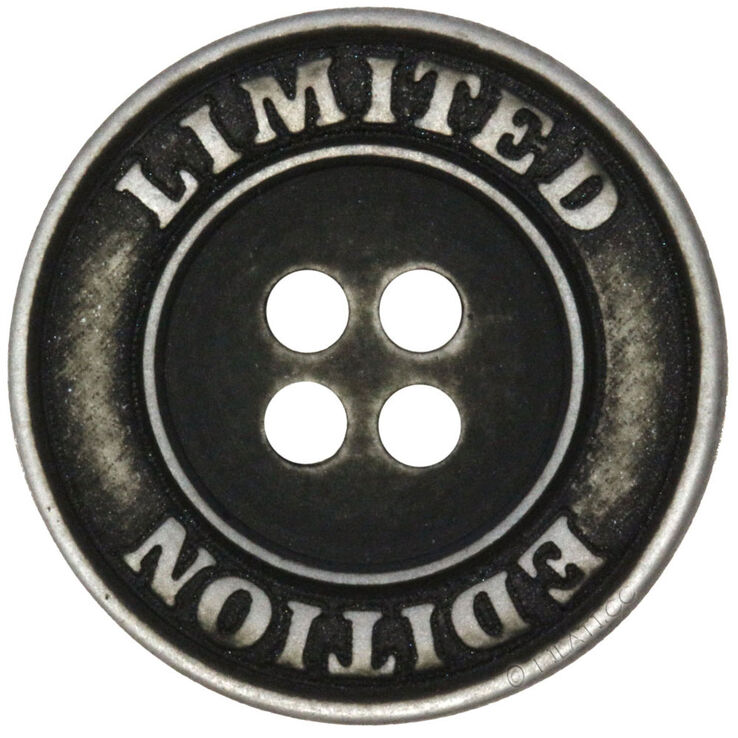 Union Knopf Guzik 4-otworowy 15mm | 7882-ciemny szary/srebro