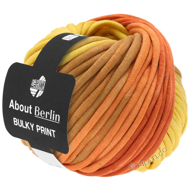 Lana Grossa BULKY Print (ABOUT BERLIN) | 101-żółty/Pomarańczowy/złoto-brązowy/łosoś
