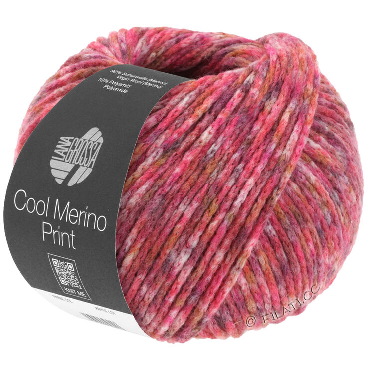 Lana Grossa COOL MERINO Print | 101-ciemna czerwień /szary/róża/czerwony 