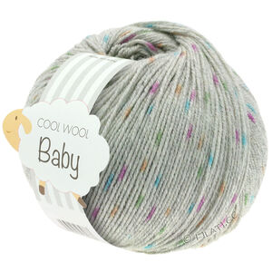 Lana Grossa COOL WOOL Baby Uni/Print 50g | 358-jasnoszary/Pomarańczowy/zielony/cyklamen
