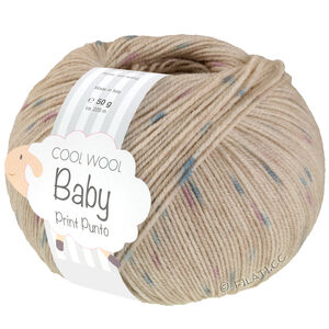Lana Grossa COOL WOOL Baby Uni/Print 50g | 371-jasno beżowy/turkus/fioletowy