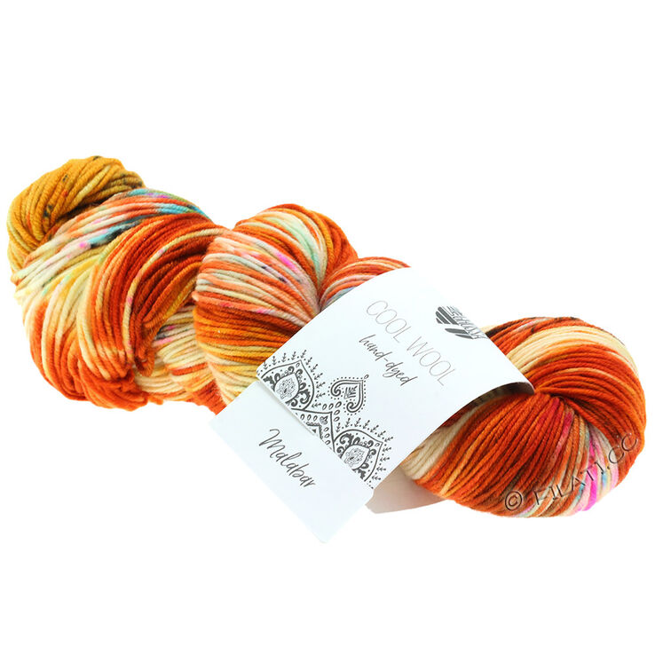 Lana Grossa COOL WOOL Hand-dyed | 101-rdza /Pomarańczowy/surowa biel/żółty/różowy/zielony