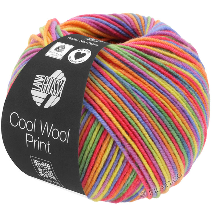 Lana Grossa COOL WOOL  Print | 703-fioletowy/zielony/malina/Pomarańczowy/żółty/niebieski