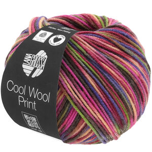 Lana Grossa COOL WOOL  Print | 749-czerwone wino/różowy/żółto-zielony/niebiesko-fioletowy/łosoś/mokka