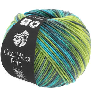 Lana Grossa COOL WOOL  Print | 784-żółto-zielony/turkus/szaro-zielony/petrol