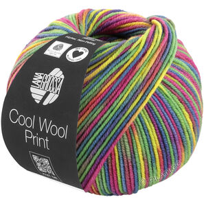 Lana Grossa COOL WOOL  Print | 833-musztardowy żółty/jadeit/fuksja/petrol/jagoda/oliwka