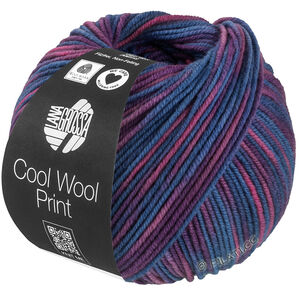 Lana Grossa COOL WOOL  Print | 837-pudrowy niebieski/śliwka/czerwono fioletowy 