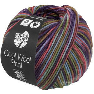 Lana Grossa COOL WOOL  Print | 838-jasno niebieski/szaro-zielony/camelowy/Wrzos/niebiesko-fioletowy