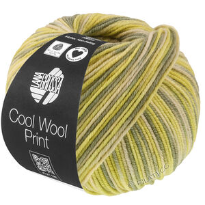 Lana Grossa COOL WOOL  Print | 843-zielono-beżowy/limonka/szaro-zielony/rezeda zielona
