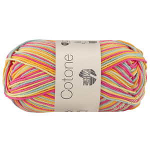 Lana Grossa COTONE  Print/Spray/Mouliné | 363-różowy/żółtko/cytrusowy żółty/mięta