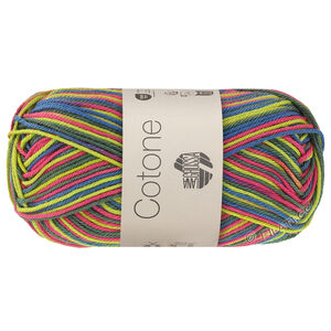 Lana Grossa COTONE  Print/Spray/Mouliné | 366-pistacja//niebieski petrol/ciemny zielony