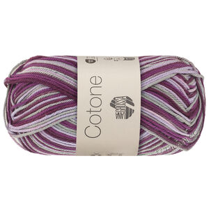 Lana Grossa COTONE  Print/Spray/Mouliné | 368-fiolet/Orchidea fioletowa/liliowy/szary