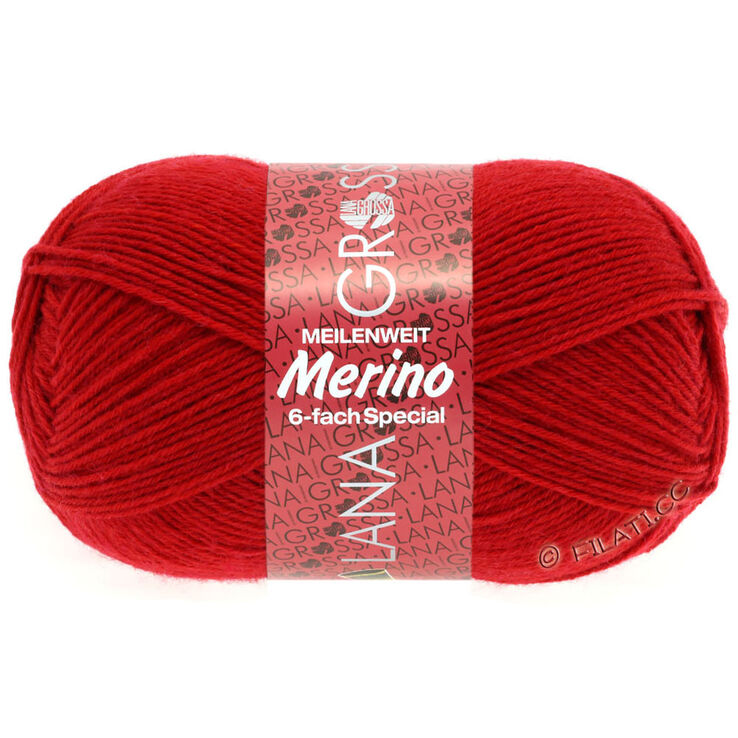 Lana Grossa MEILENWEIT 6-FACH 150g Merino | 01-czerwony