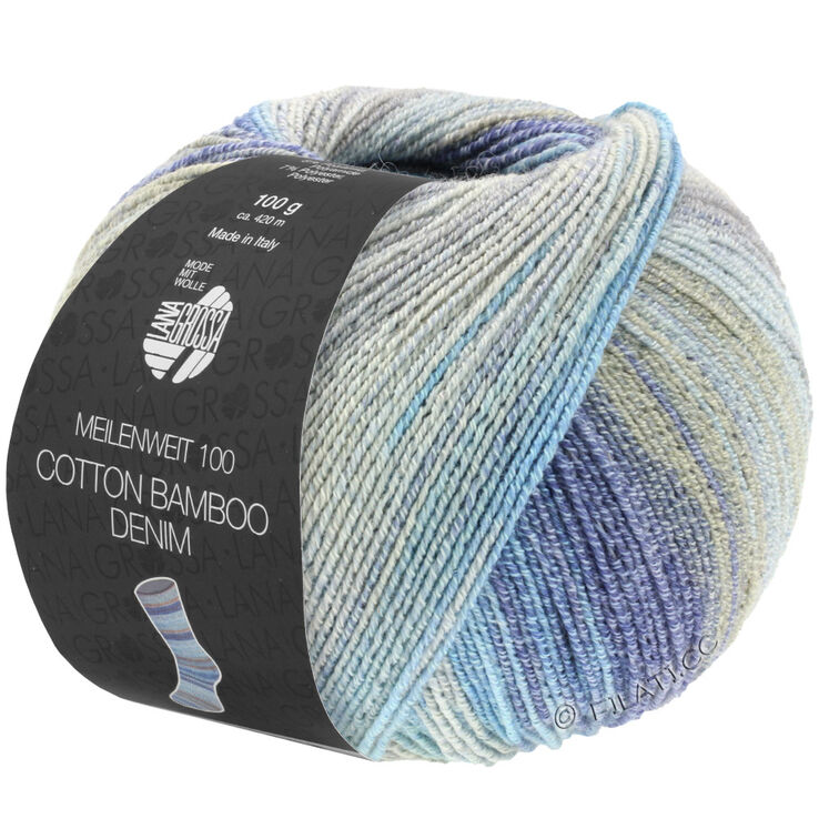 Lana Grossa MEILENWEIT 100g Cotton Bamboo Denim | 3311-srebrnoszary/jasnoszary/szary/jasno beżowy/jasno niebieski/ciemny niebieski