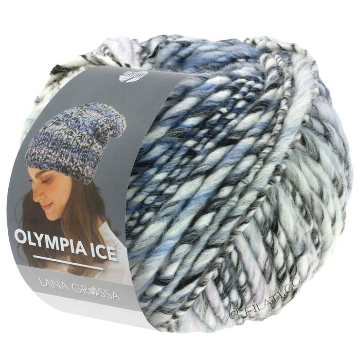 Lana Grossa OLYMPIA Ice | 321-czarny/biały/pastelowy niebieski /pastelowy różowy /jasno niebieski