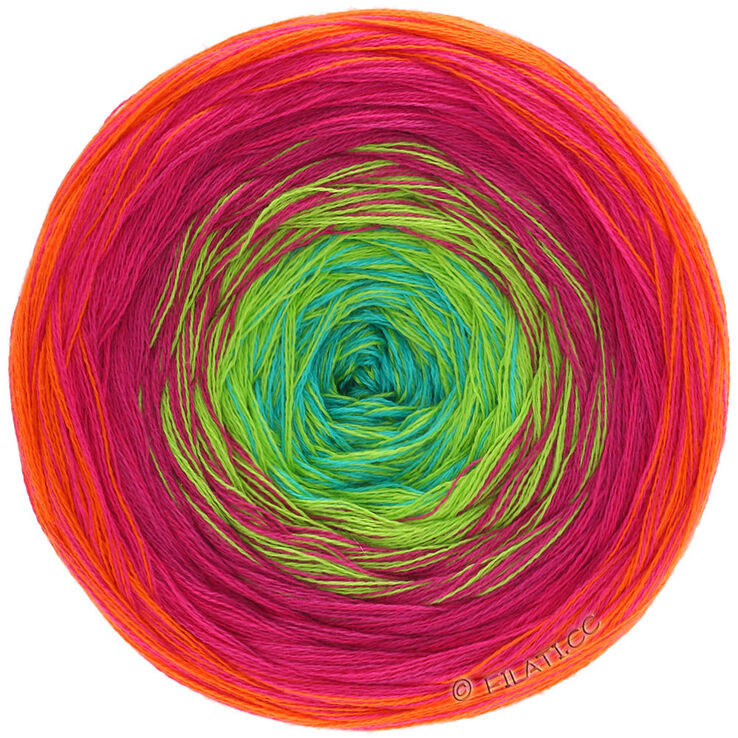 Lana Grossa SHADES OF COTTON | 101-Pomarańczowy/czerwony /cyklamen/żółto-zielony/turkus