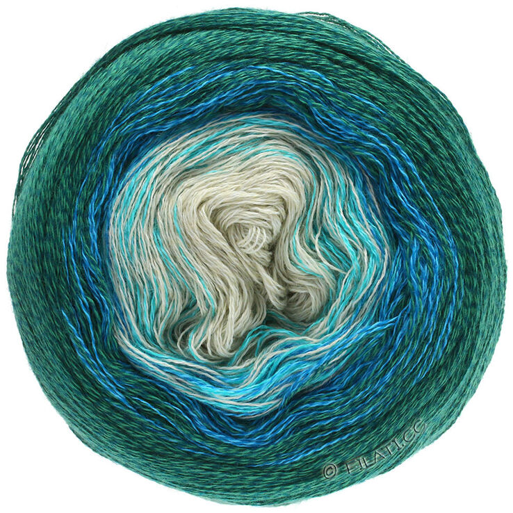 Lana Grossa SHADES OF MERINO COTTON | 401-ecru/turkus/Gencjana/ciemna benzyna