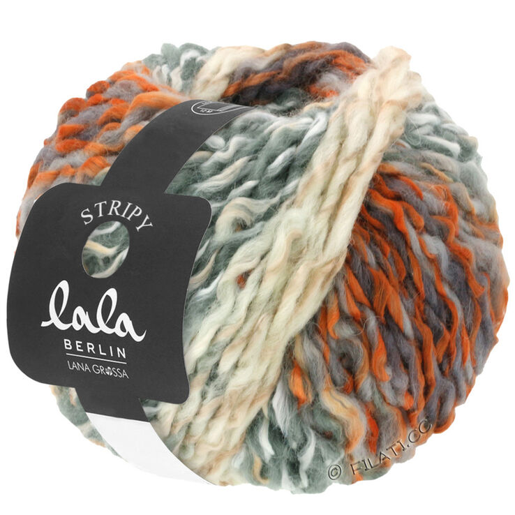 Lana Grossa STRIPY (lala BERLIN) | 01-biały/szary/rdza /Pomarańczowy/ciemny szary