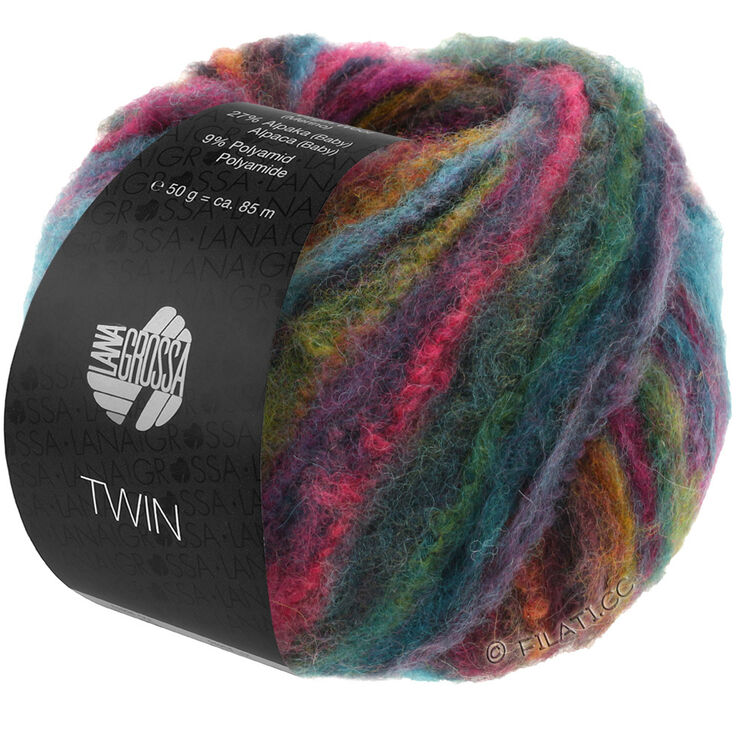 Lana Grossa TWIN 50g | 201-szaro-niebieski/różowy/oliwka/ciemny zielony/fioletowy/ochra/szaro-zielony/petrol