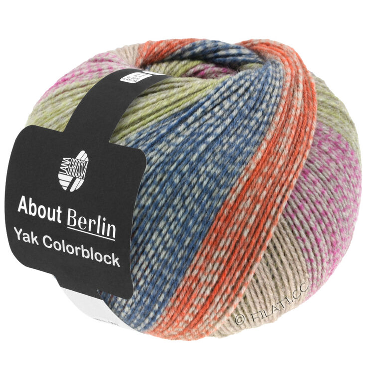 Lana Grossa MEILENWEIT 100g Yak Colorblock (ABOUT BERLIN) | 631-różowy/szary/Pomarańczowy/jeans/żółto-zielony Marmurkowu
