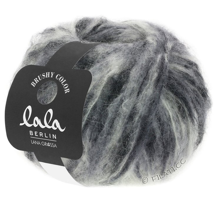Lana Grossa BRUSHY Uni/Print (lala BERLIN) | 106-surowa biel/jasnoszary/średni szary/ciemny szary/czarny