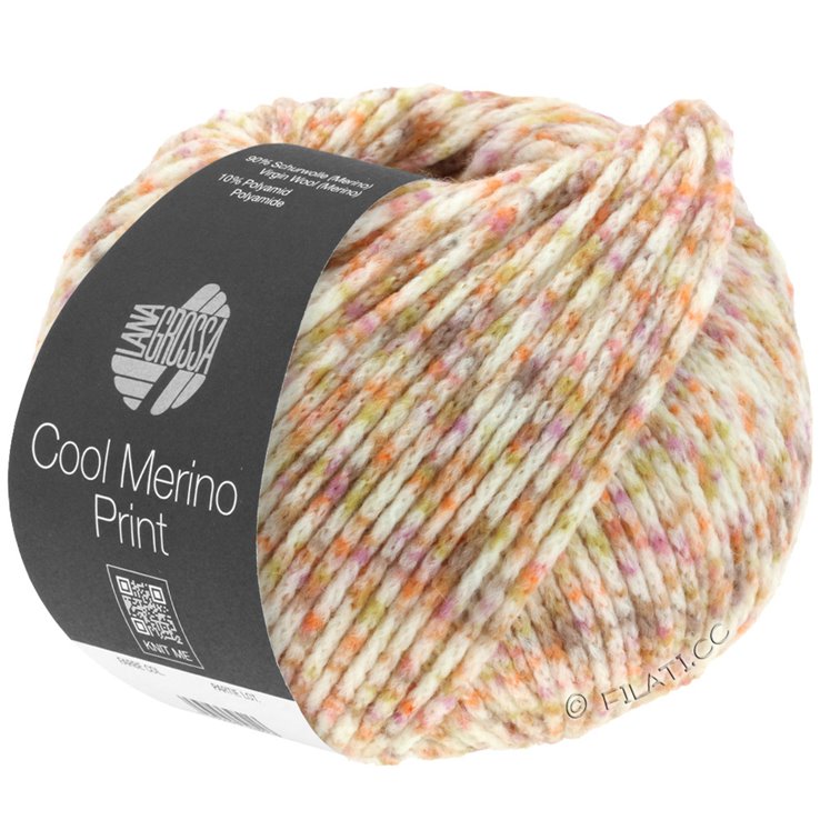 Lana Grossa COOL MERINO Print | 106-liliowy/Pomarańczowy/surowa biel/musztardowy