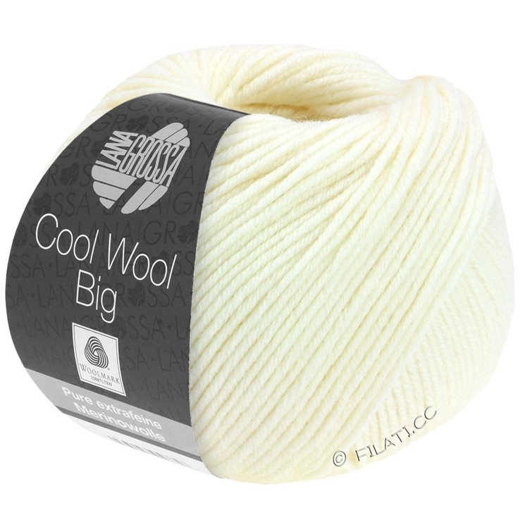 Lana Grossa COOL WOOL Big Uni/Melange | 0601-surowa biel