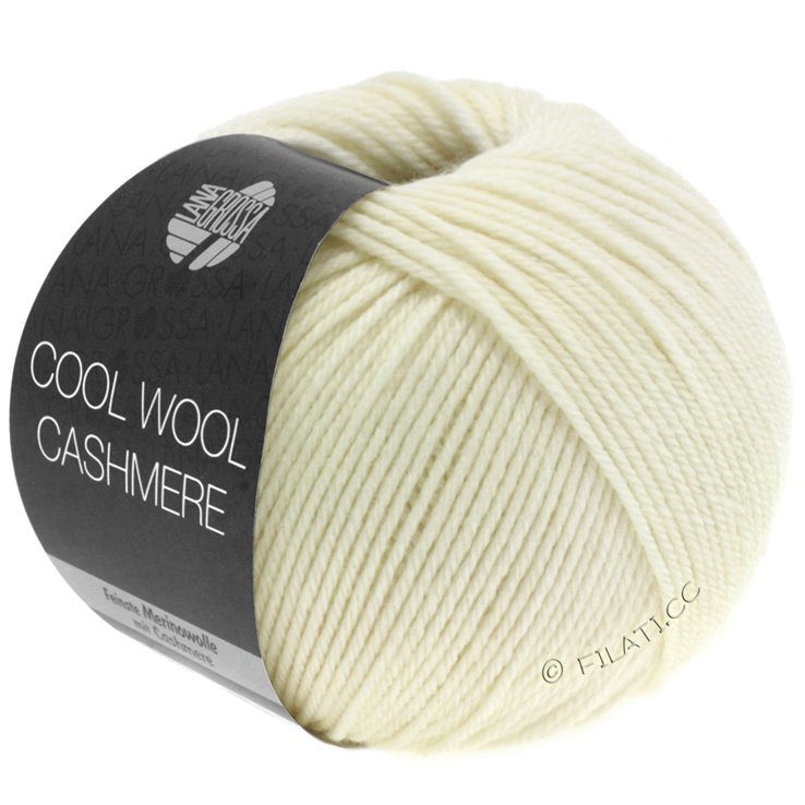 Lana Grossa COOL WOOL Cashmere | 12-surowa biel