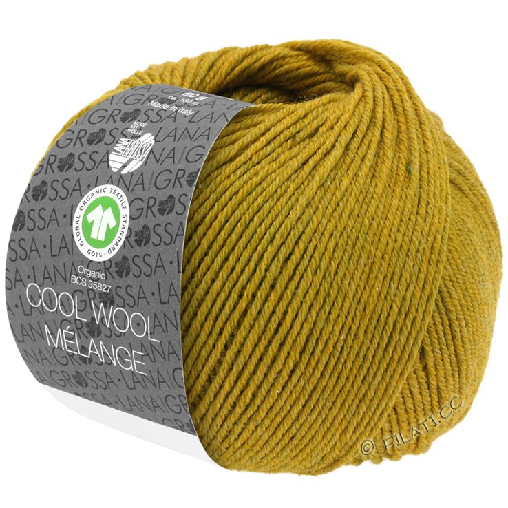 Lana Grossa COOL WOOL Melange (GOTS) | 108-ciemna oliwka/oliwkowożółty Marmurkowu