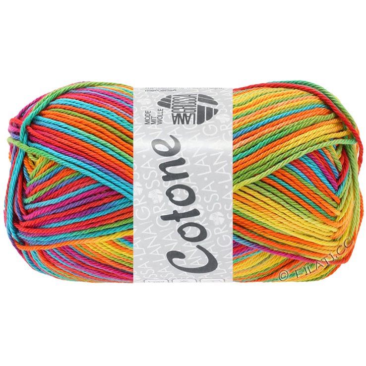 Lana Grossa COTONE Print/Spray/Mouliné | 306-żółty/Pomarańczowy/turkus/zielony/koral/fiolet