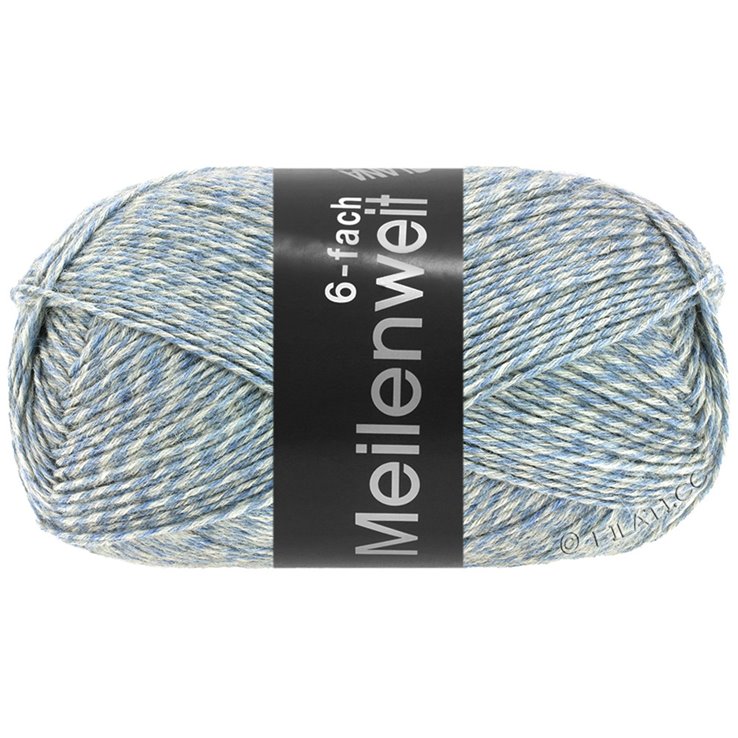 Lana Grossa MEILENWEIT 6-FACH 150g Mouliné/Tweed | 8502-jasno niebieski/ecru