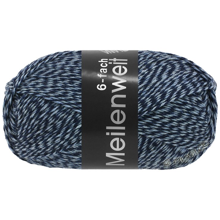 Lana Grossa MEILENWEIT 6-FACH 150g Mouliné/Tweed | 8503-ciemny niebieski/jasno niebieski