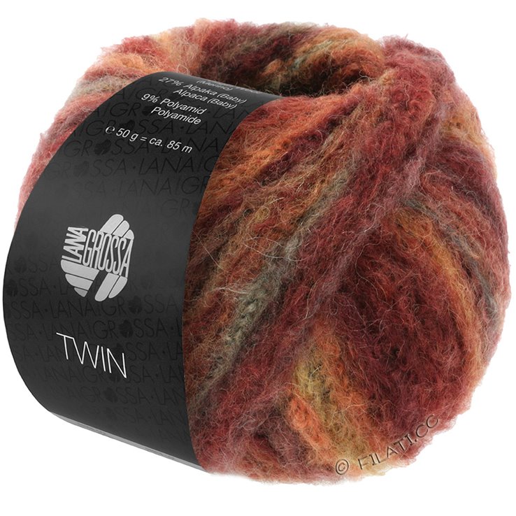Lana Grossa TWIN 50g | 210-ciemna czerwień /terakota/ceglasty/szaro-zielony/camelowy